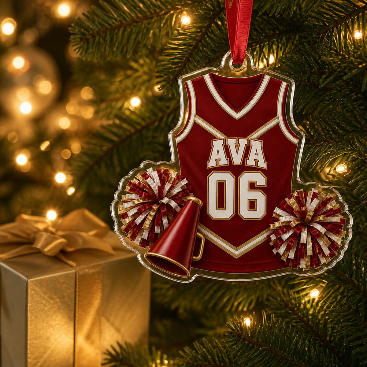 Personalized Cheerleading Jersey Acrylic Ornament - Custom Name and Number - image 2