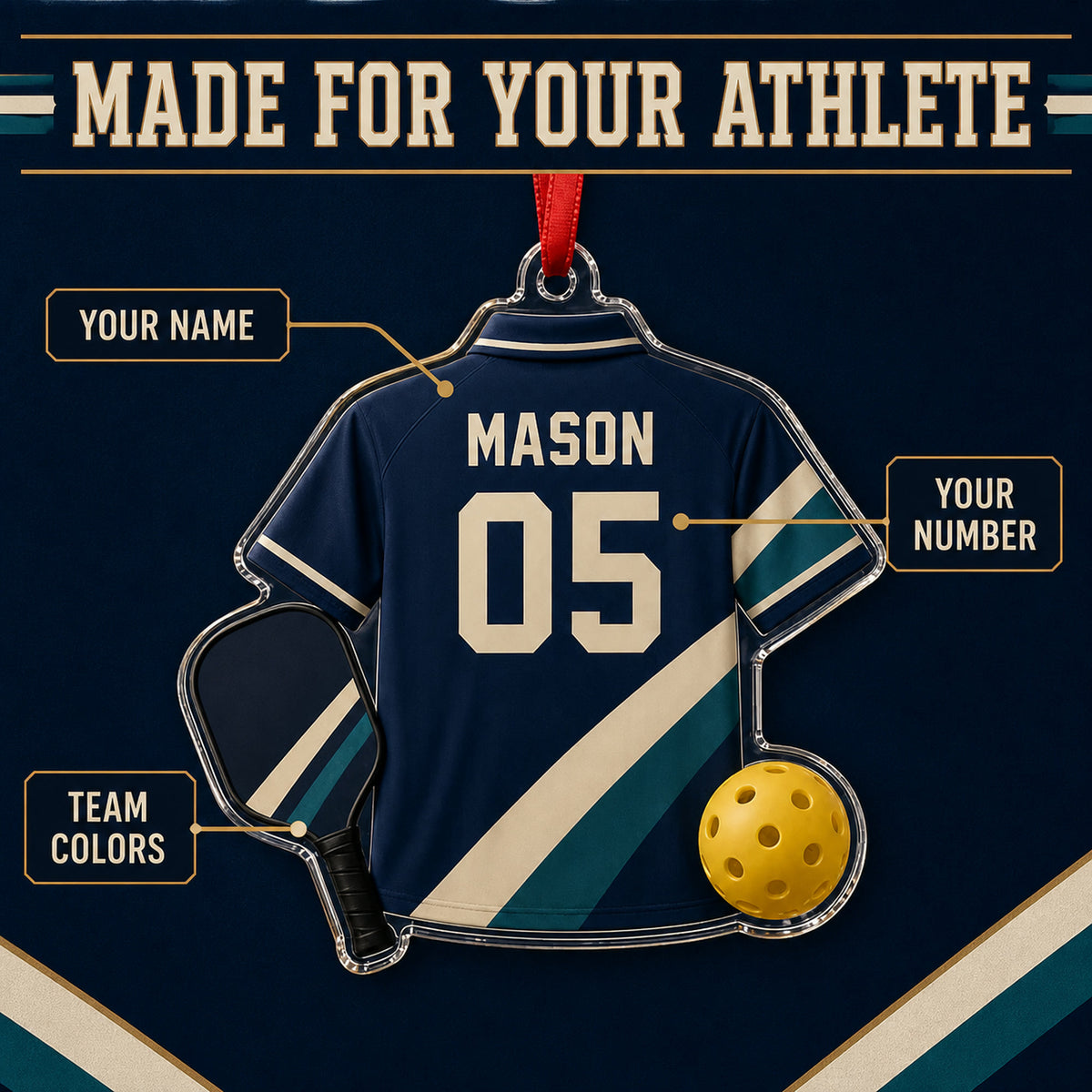 Personalized Pickleball Jersey Acrylic Ornament - Custom Name and Number - image 3
