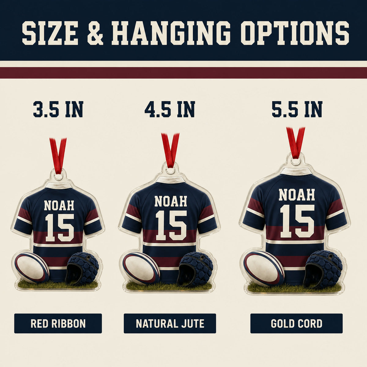 Personalized Rugby Jersey Acrylic Ornament - Custom Name and Number - image 7