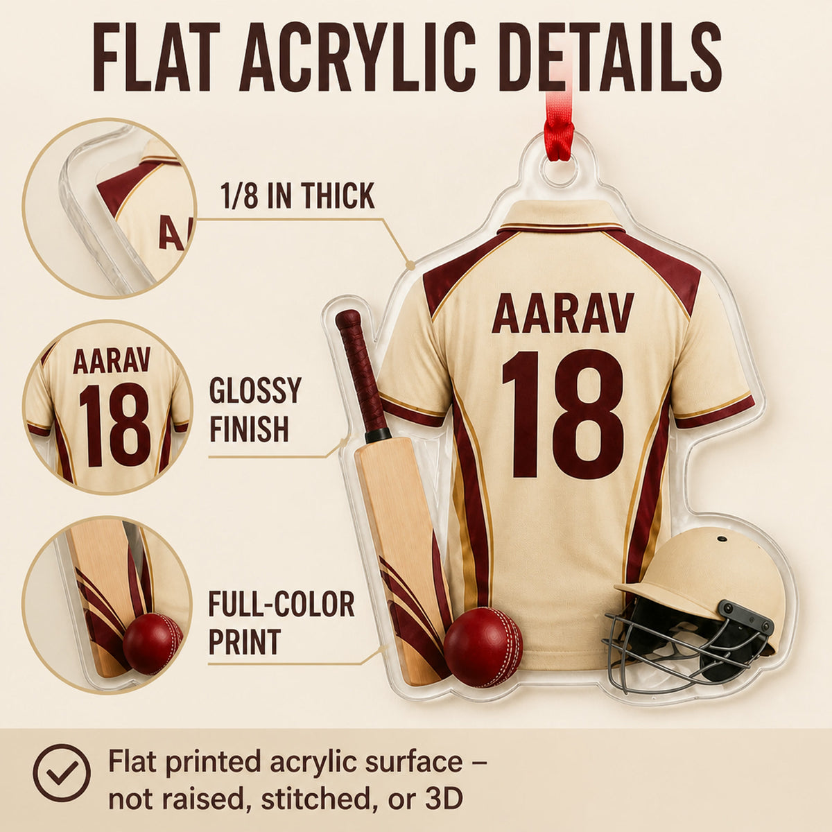 Personalized Cricket Jersey Acrylic Ornament - Custom Name and Number - image 6