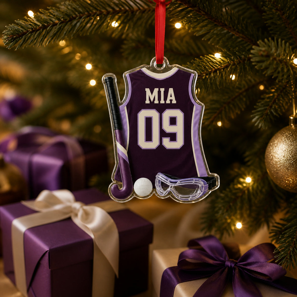 Personalized Field Hockey Jersey Acrylic Ornament - Custom Name and Number - image 2