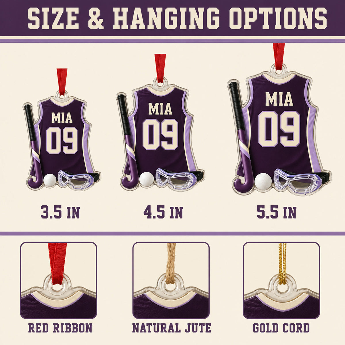 Personalized Field Hockey Jersey Acrylic Ornament - Custom Name and Number - image 7