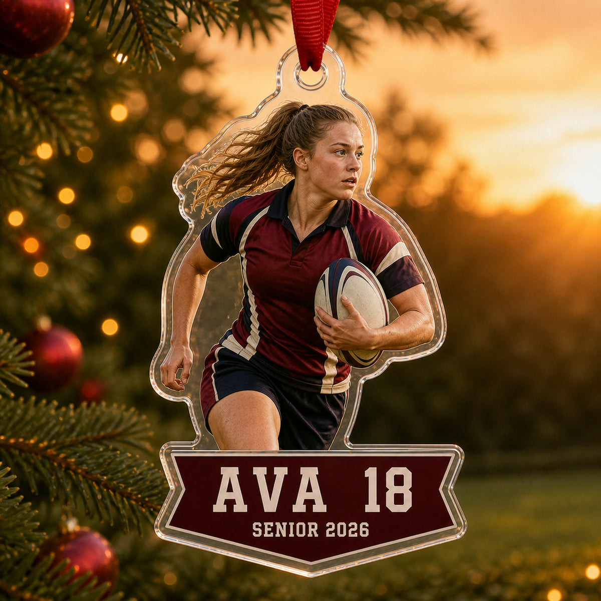 Personalized Rugby Photo Acrylic Ornament - Custom Athlete Christmas Keepsake - image 4