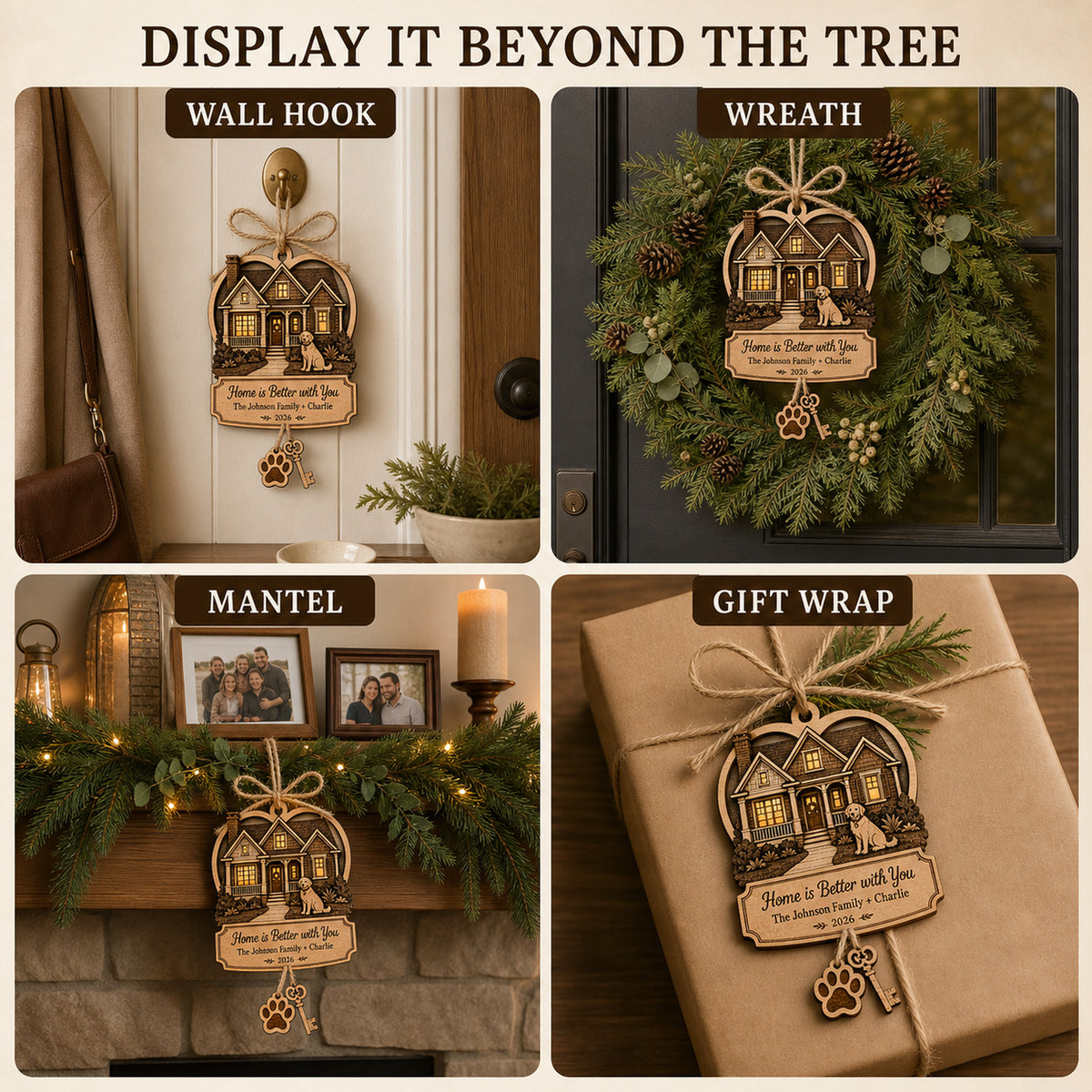 Personalized Home Better With You Wood Ornament - Custom Keepsake - image 6