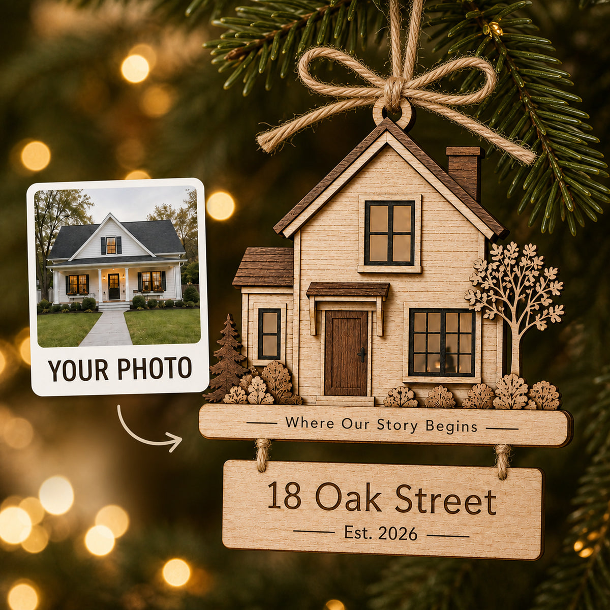 Personalized Where Our Story Begins Wood Ornament - Custom Keepsake - image 1