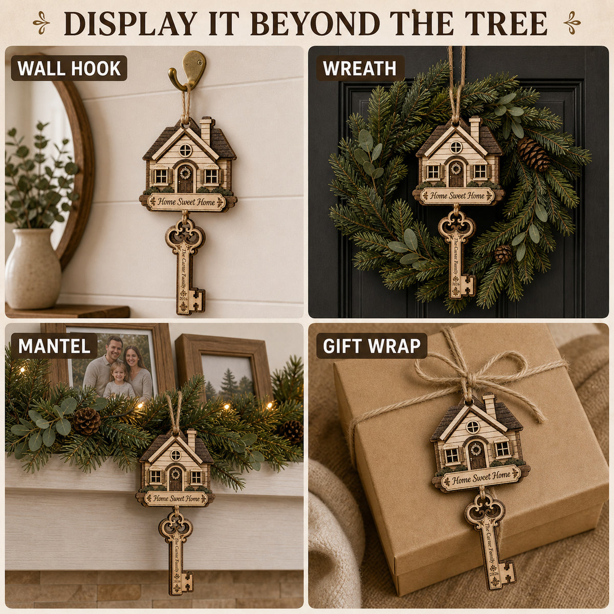 Personalized Home Sweet Home Key Wood Ornament - Custom Keepsake - image 6