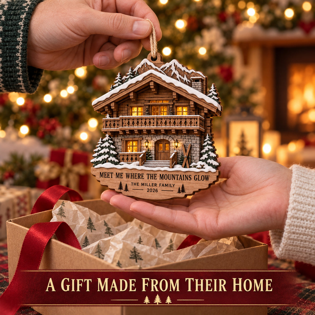 Personalized Alpine Apres Ski Chalet Wood Ornament - Custom Keepsake - image 3