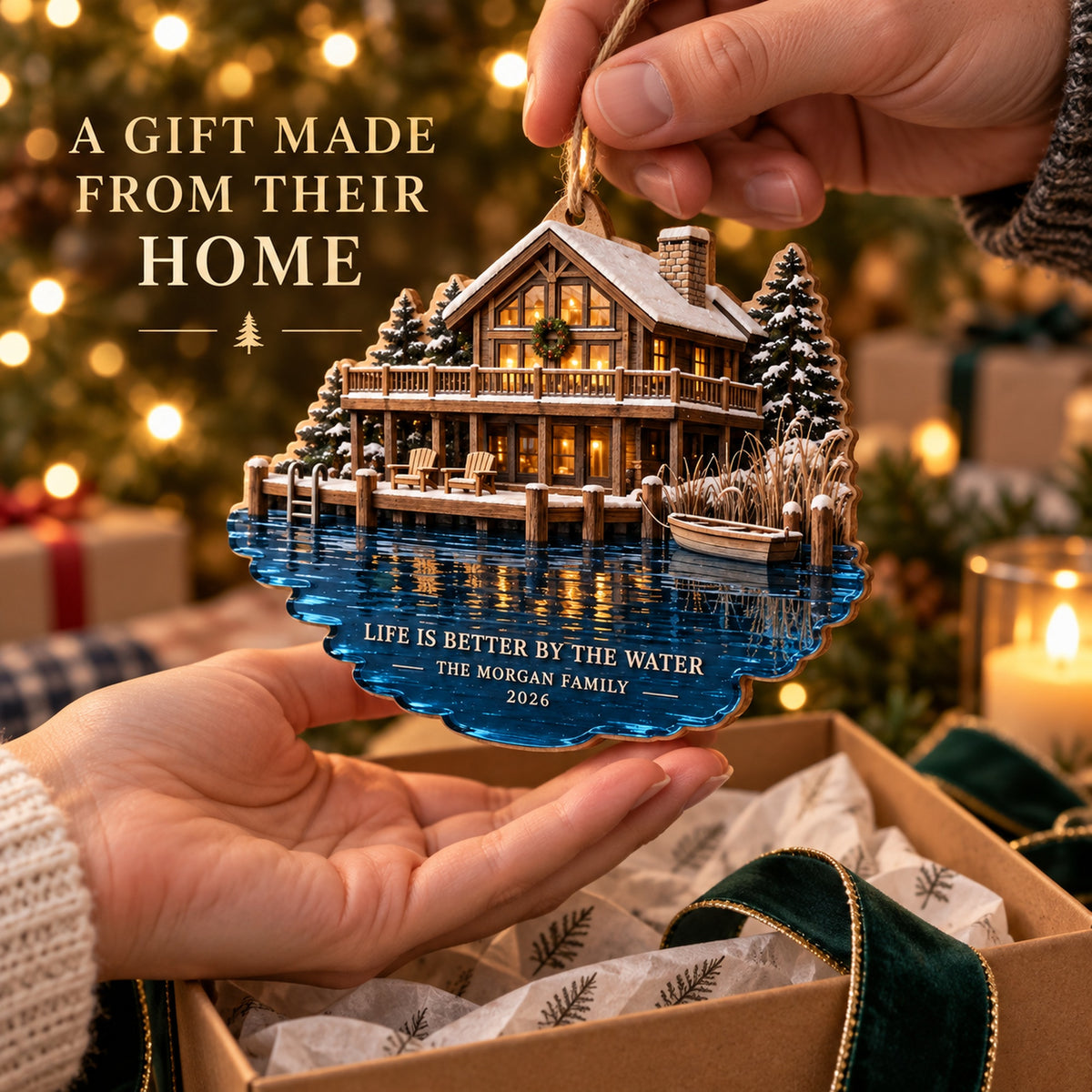 Personalized Home On The Water Wood Ornament - Custom Keepsake - image 3