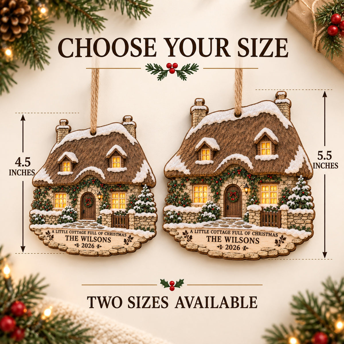 Personalized English Thatched Cottage Wood Ornament - Custom Keepsake - image 3