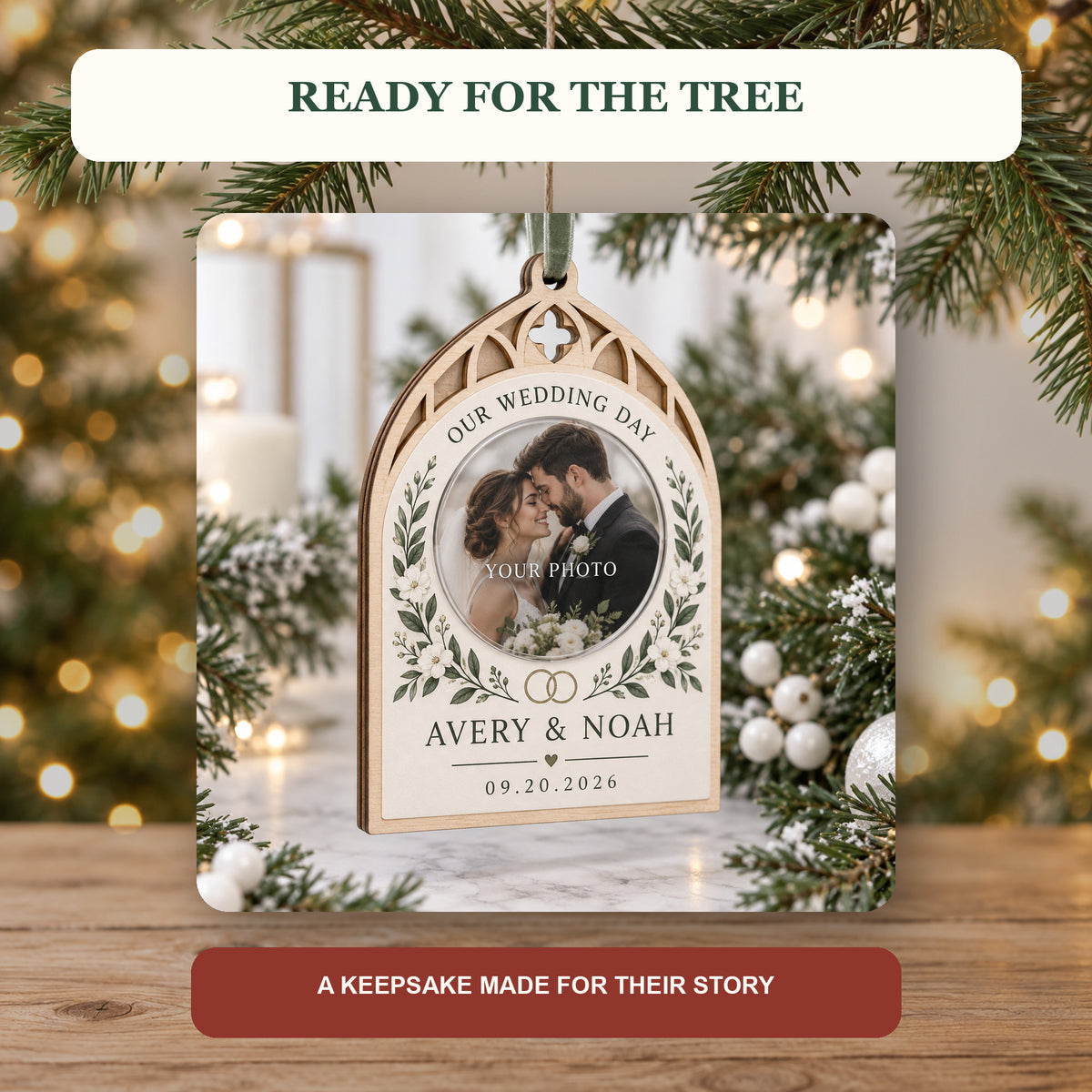Personalized Wedding Day Wood Ornament - Custom Keepsake - image 6