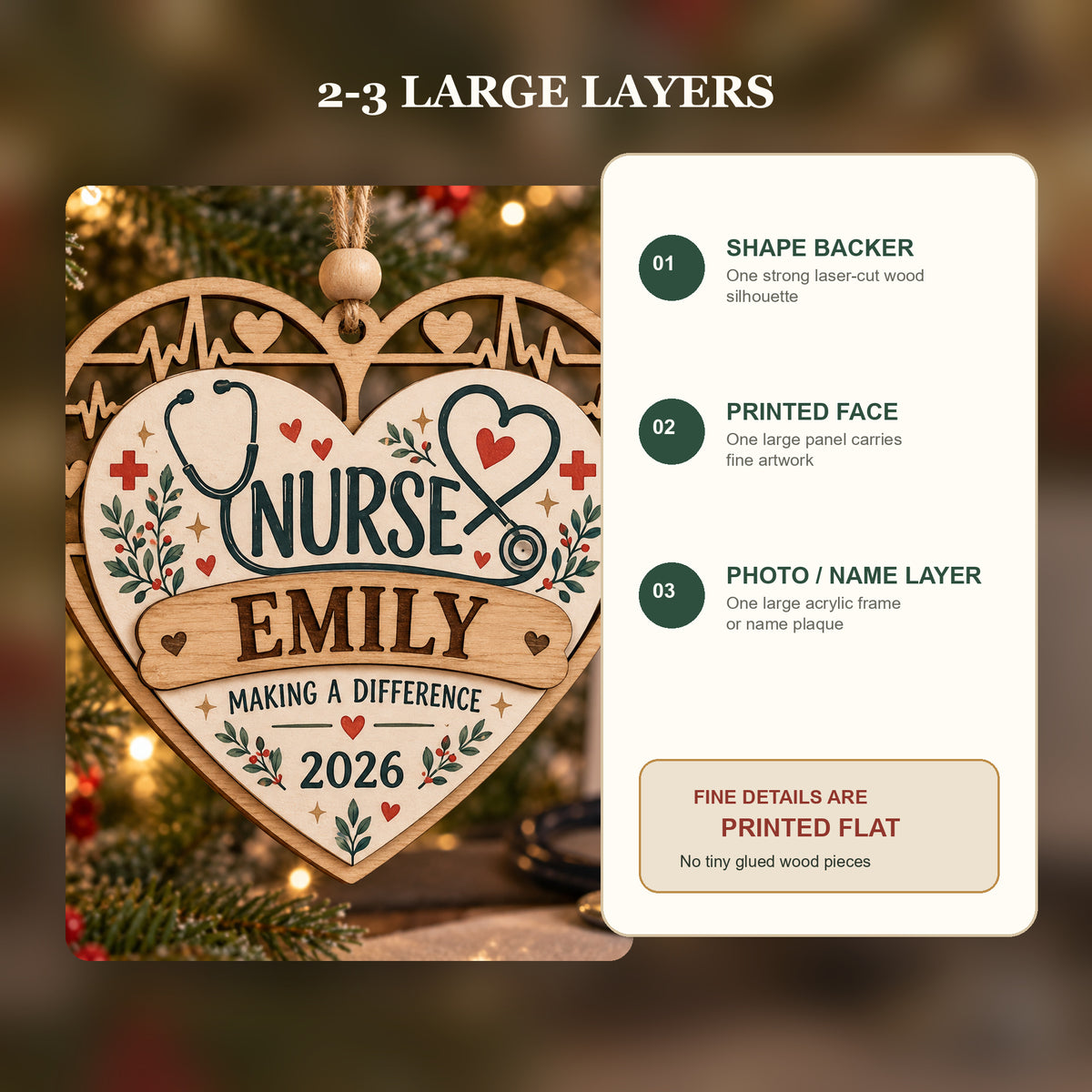 Personalized Nurse Wood Ornament - Custom Keepsake - image 3