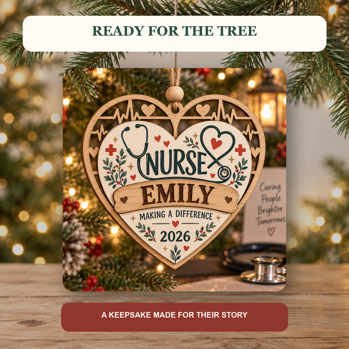 Personalized Nurse Wood Ornament - Custom Keepsake - image 6