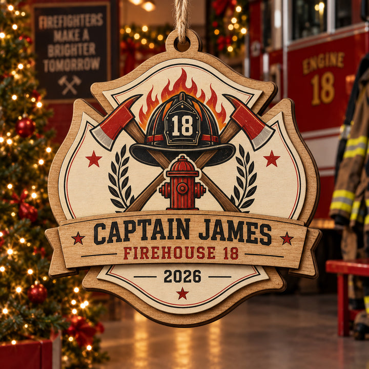 Personalized Firefighter Wood Ornament - Custom Keepsake - image 1
