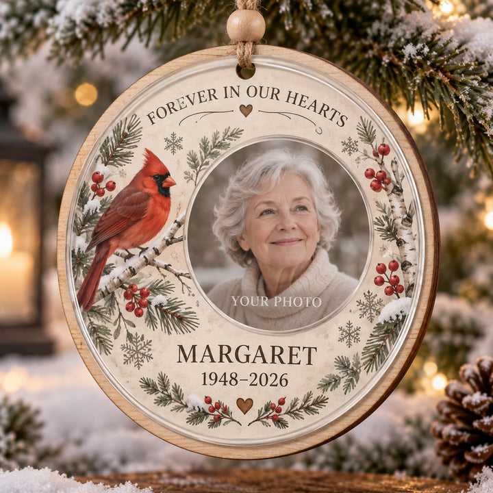 Personalized Cardinal Memorial Wood Ornament - Custom Keepsake - image 1