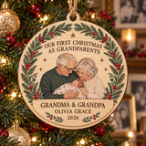 Personalized First Christmas Grandparents Wood Ornament - Custom Keepsake - image 1