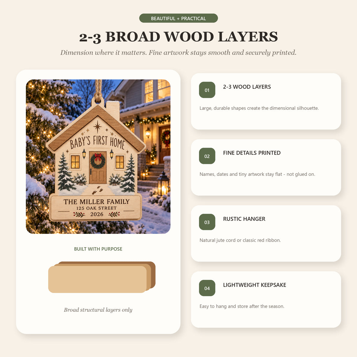 Personalized Babys First Home Wood Ornament - Custom Keepsake - image 4