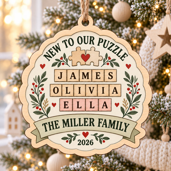 Personalized New Baby Puzzle Wood Ornament - Custom Keepsake - image 1