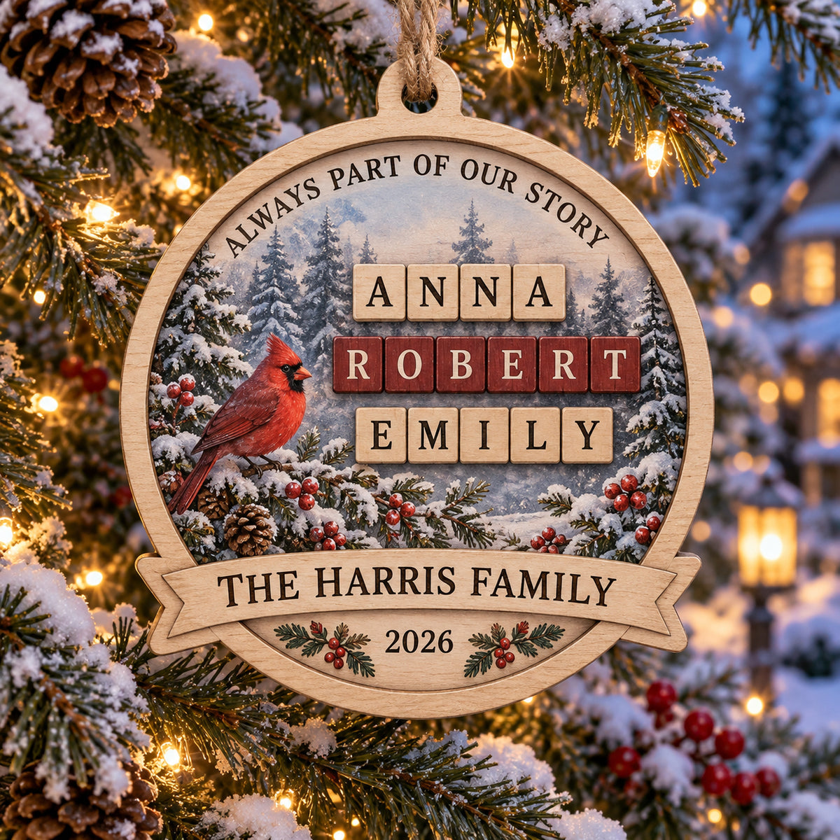 Personalized Memorial Family Wood Ornament - Custom Keepsake - image 1