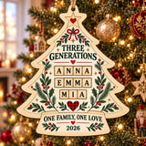 Personalized Three Generations Wood Ornament - Custom Keepsake - image 1