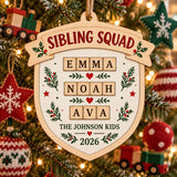 Personalized Sibling Squad Wood Ornament - Custom Keepsake - image 1