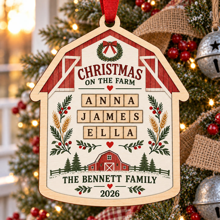 Personalized Farm Family Wood Ornament - Custom Keepsake - image 1