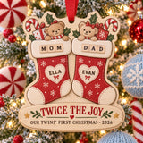 Personalized Twins First Christmas Wood Ornament - Custom Keepsake - image 1