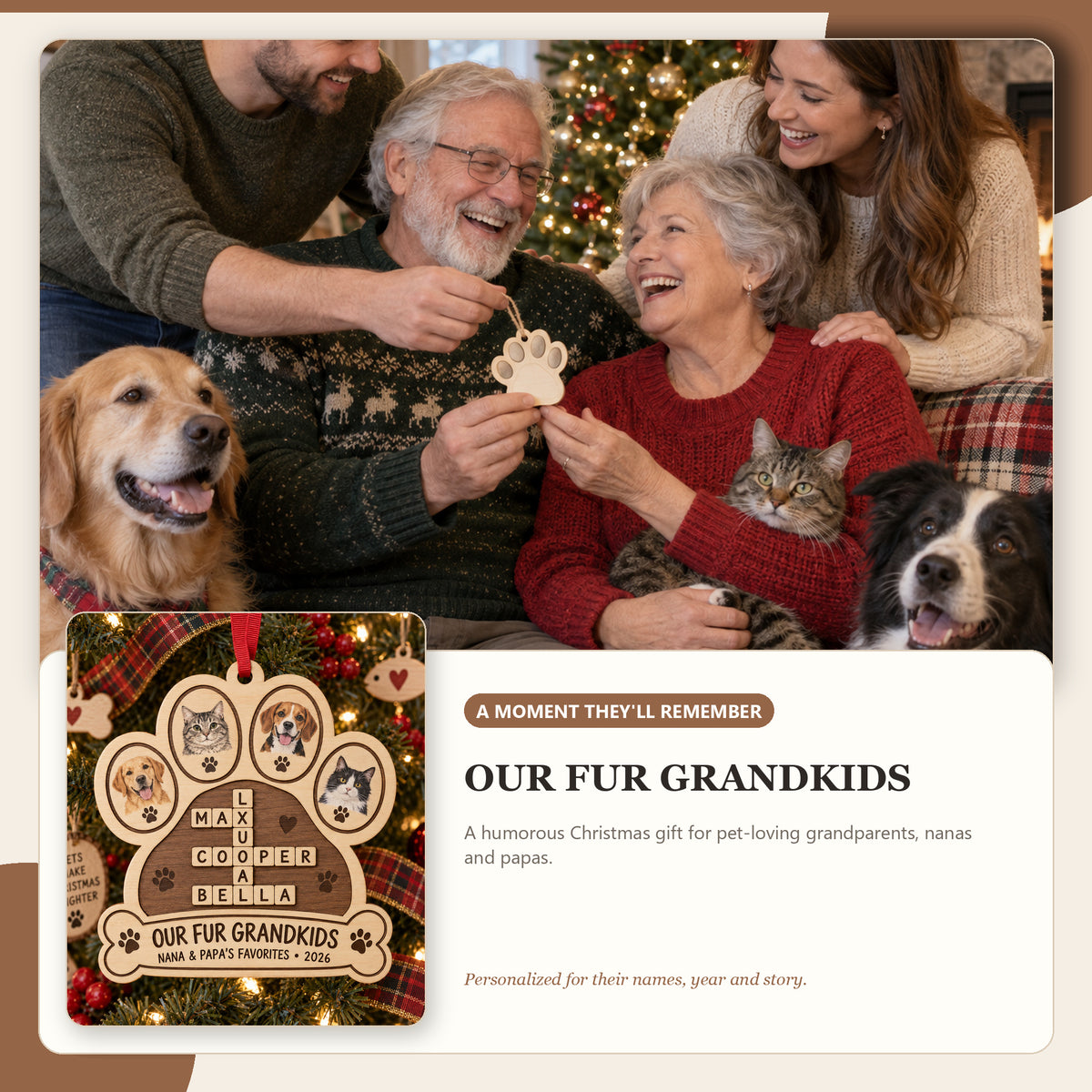 Personalized Fur Grandkids Wood Ornament - Custom Keepsake - image 7