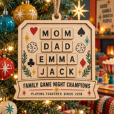 Personalized Family Game Night Wood Ornament - Custom Keepsake - image 1