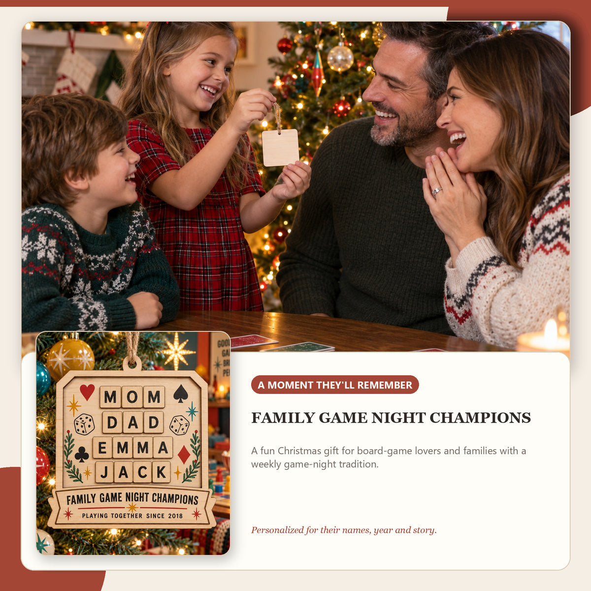 Personalized Family Game Night Wood Ornament - Custom Keepsake - image 7