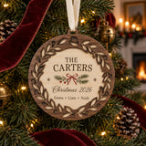 Personalized Personalized Family Name Wreath Wood Ornament - Custom Keepsake - image 1