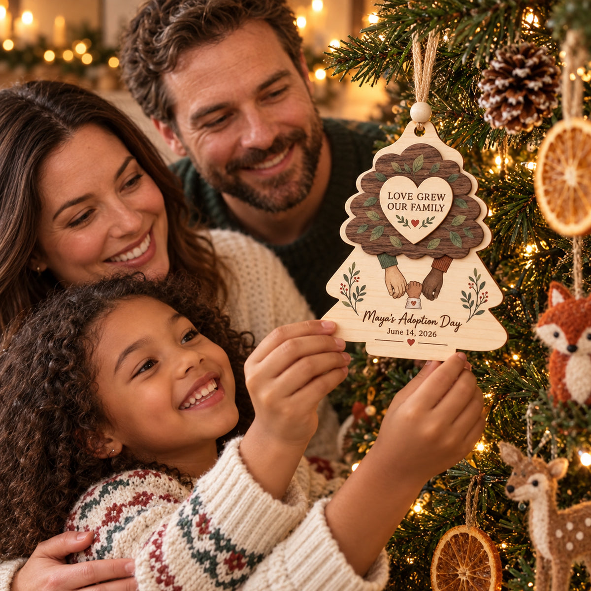 Personalized Adoption Day Family Wood Ornament - Custom Keepsake - image 3