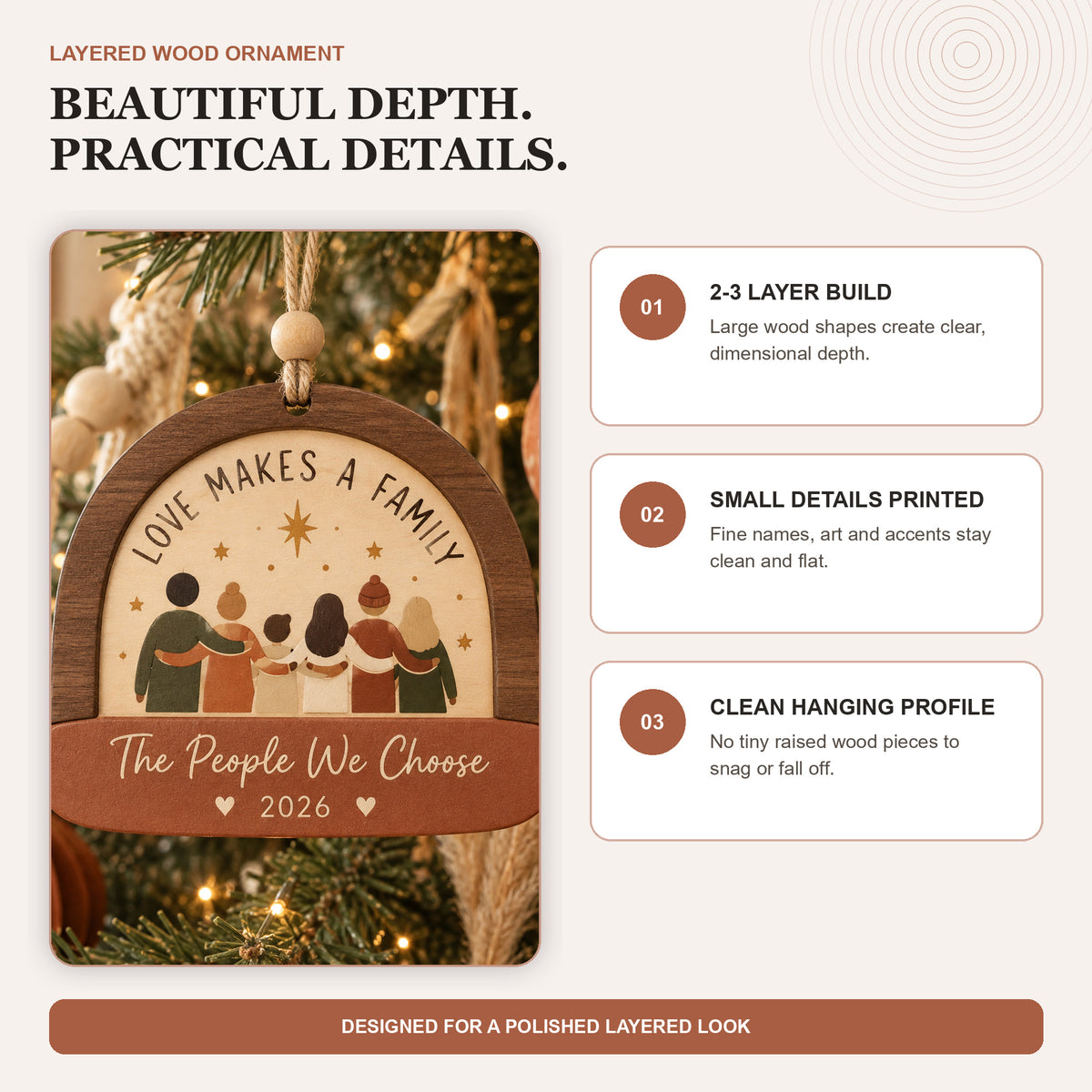 Personalized Love Makes A Family Wood Ornament - Custom Keepsake - image 4