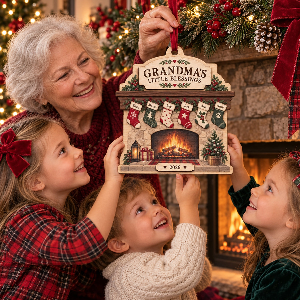 Personalized Grandmas Little Blessings Wood Ornament - Custom Keepsake - image 3
