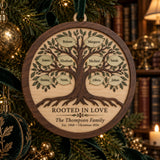 Personalized Multi Generation Family Tree Wood Ornament - Custom Keepsake - image 1