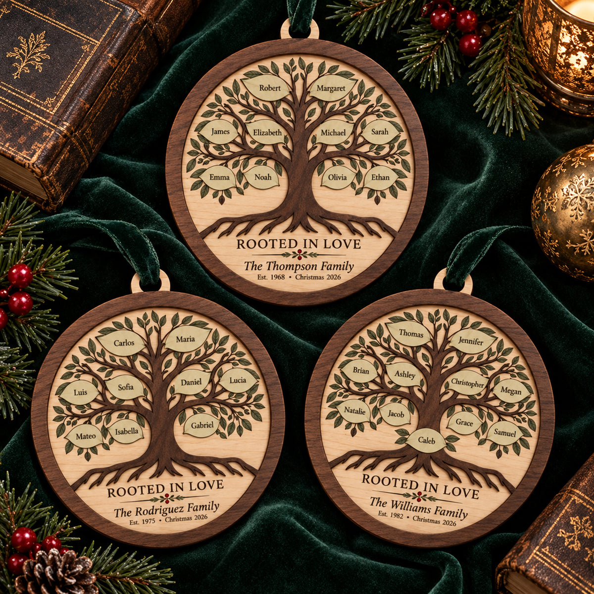 Personalized Multi Generation Family Tree Wood Ornament - Custom Keepsake - image 2