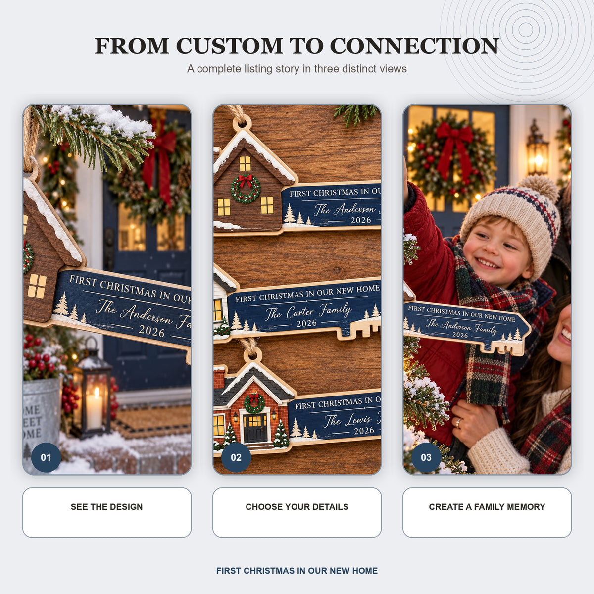 Personalized First Christmas New Home Family Wood Ornament - Custom Keepsake - image 7