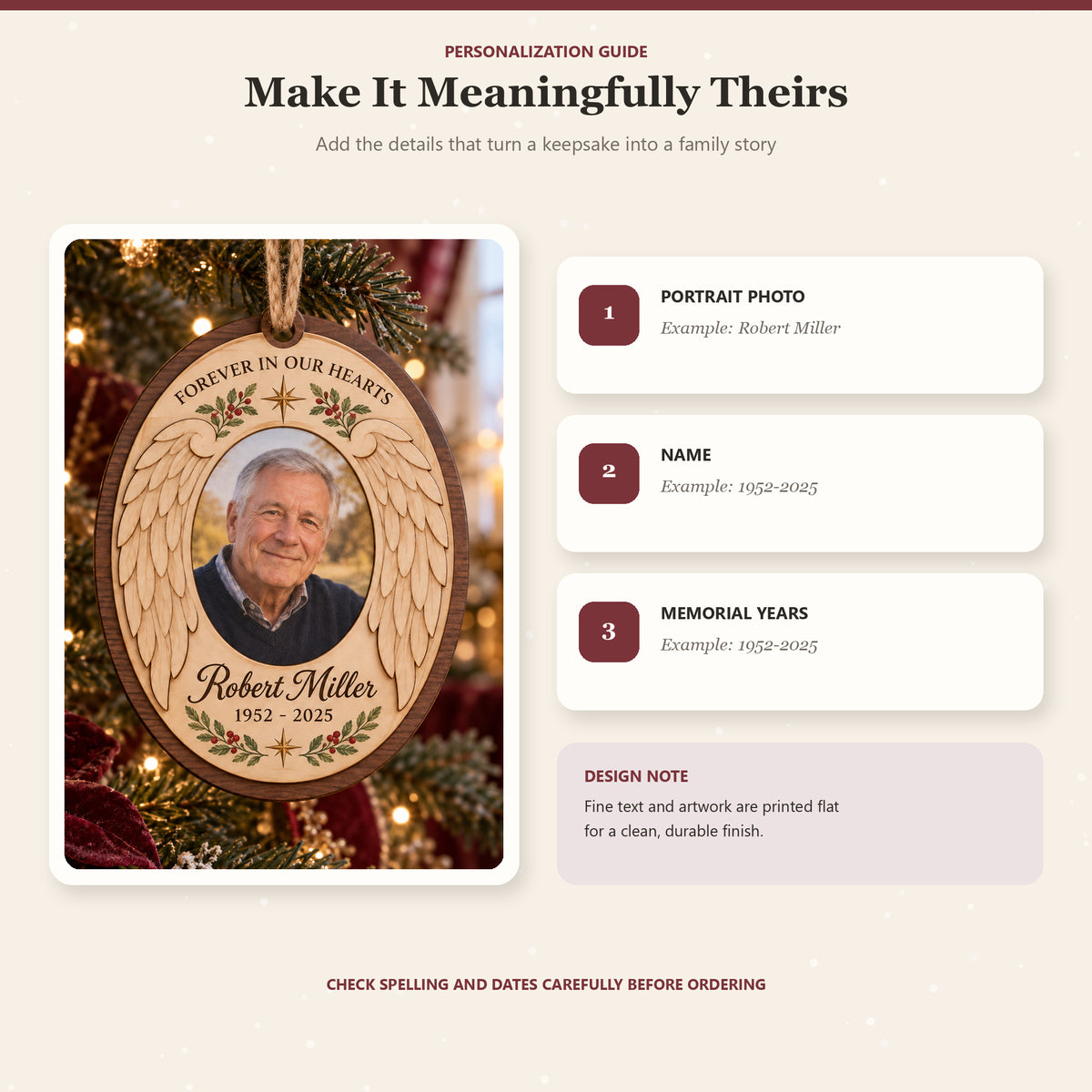 Personalized Personalized Memorial Photo Angel Wings Wood Ornament - Custom Keepsake - image 5
