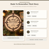 Personalized Brother Compass Memorial Wood Ornament - Custom Keepsake - image 2