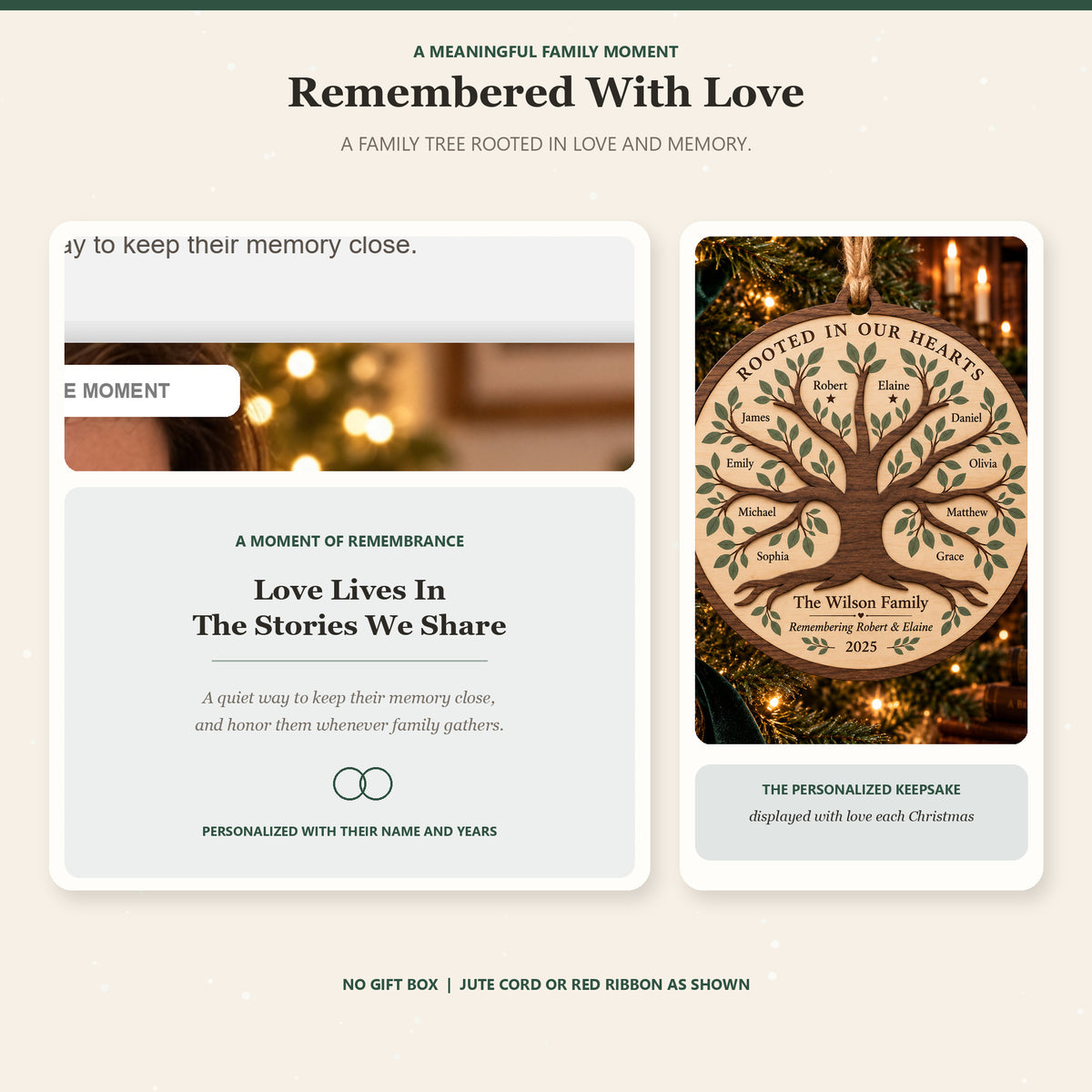 Personalized Family Tree Remembrance Wood Ornament - Custom Keepsake - image 3
