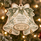 Personalized Wedding Bells Wood Ornament - Custom Keepsake - image 1