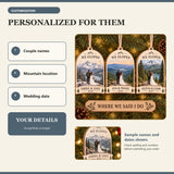 Personalized Mountain Elopement Wood Ornament - Custom Keepsake - image 5