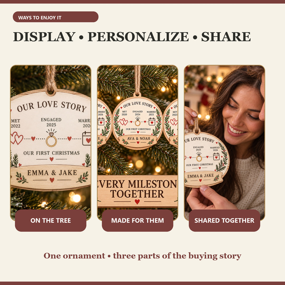 Personalized Love Story Timeline Wood Ornament - Custom Keepsake - image 7