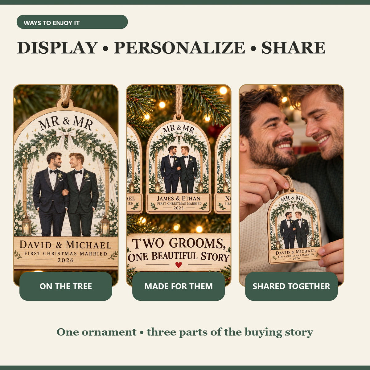 Personalized Mr And Mr Wood Ornament - Custom Keepsake - image 7