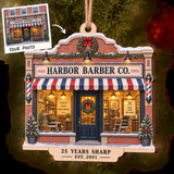 Personalized Barber Shop Anniversary Wood Ornament - Custom Keepsake - image 1
