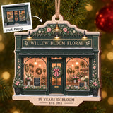 Personalized Flower Shop Anniversary Wood Ornament - Custom Keepsake - image 1