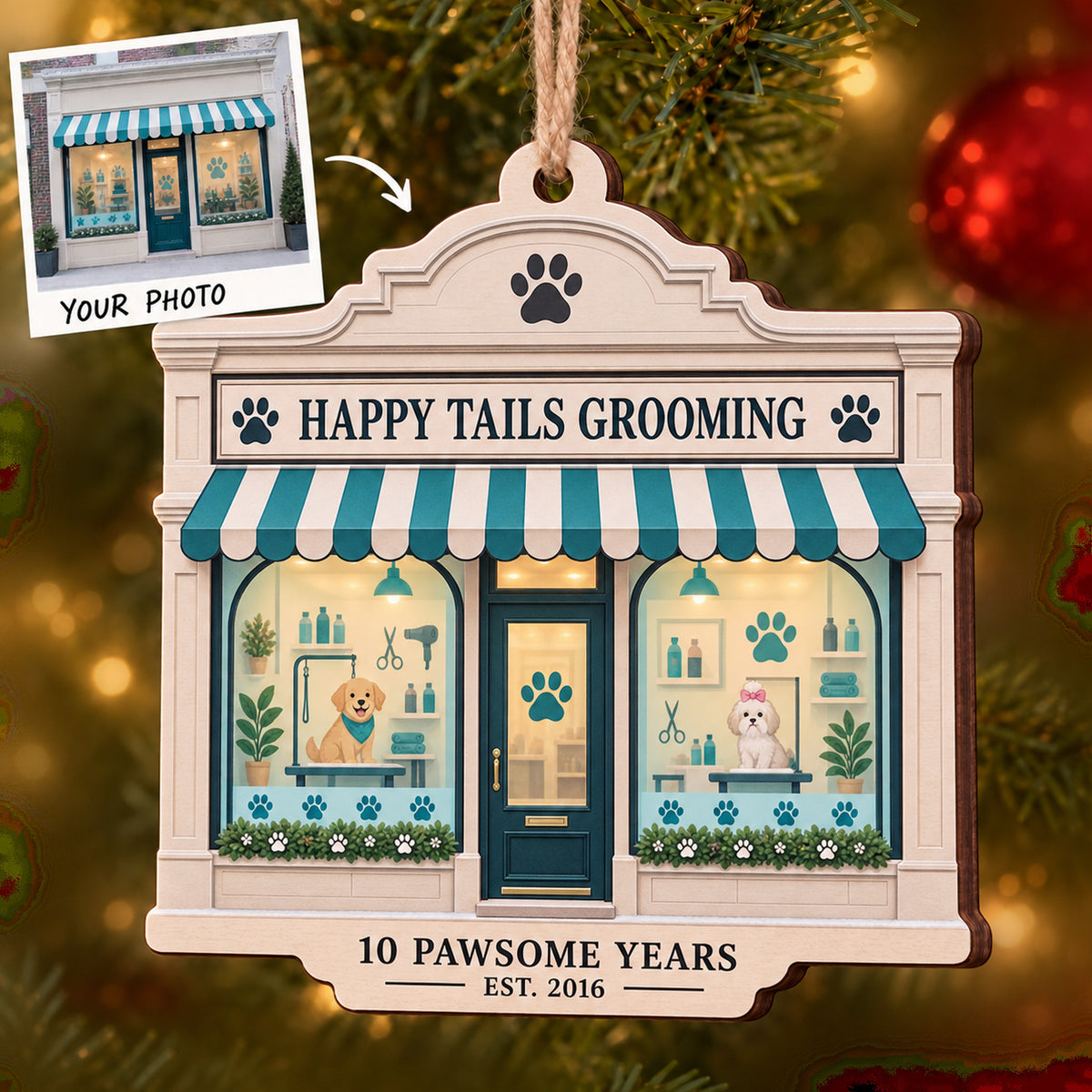 Personalized Pet Groomer Anniversary Wood Ornament - Custom Keepsake - image 1