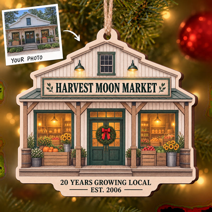 Personalized Farm Market Anniversary Wood Ornament - Custom Keepsake - image 1