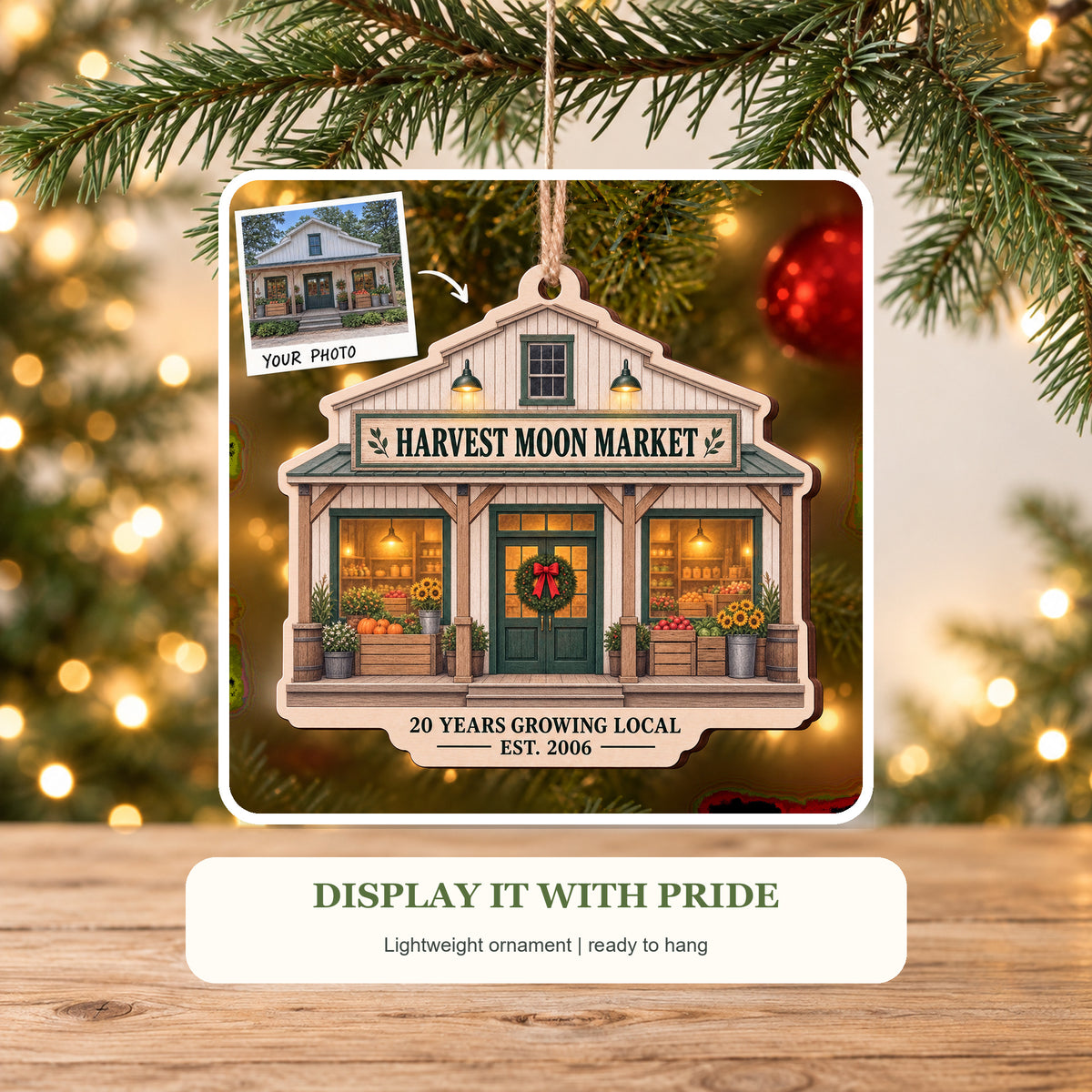 Personalized Farm Market Anniversary Wood Ornament - Custom Keepsake - image 6