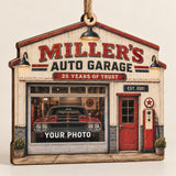 Personalized Auto Repair Anniversary Photo Window Wood Ornament - Custom Keepsake - image 1