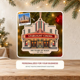 Personalized Movie Theater Anniversary Storefront Wood Ornament - Custom Keepsake - image 2